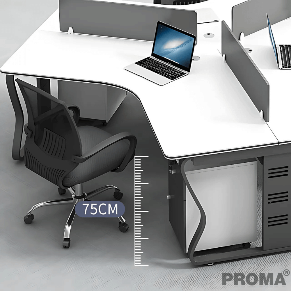 [Pre-order] โต๊ะทำงาน Proma-POD-05 สีขาว/ดำ แบบ 7 ที่นั่ง (มีตู้เอกสาร)_9